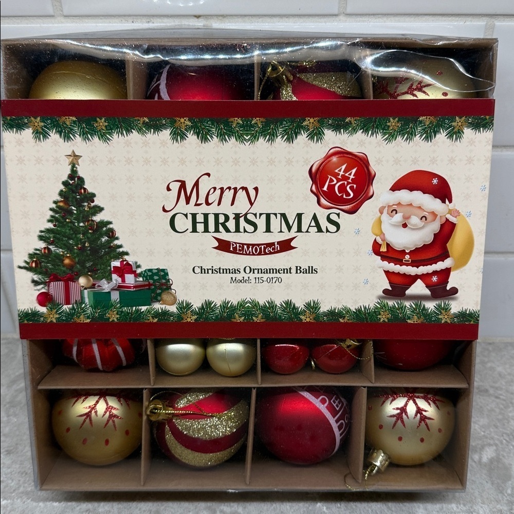 PEMOTech Christmas Ornament Balls Set of 44. Brand new in box.